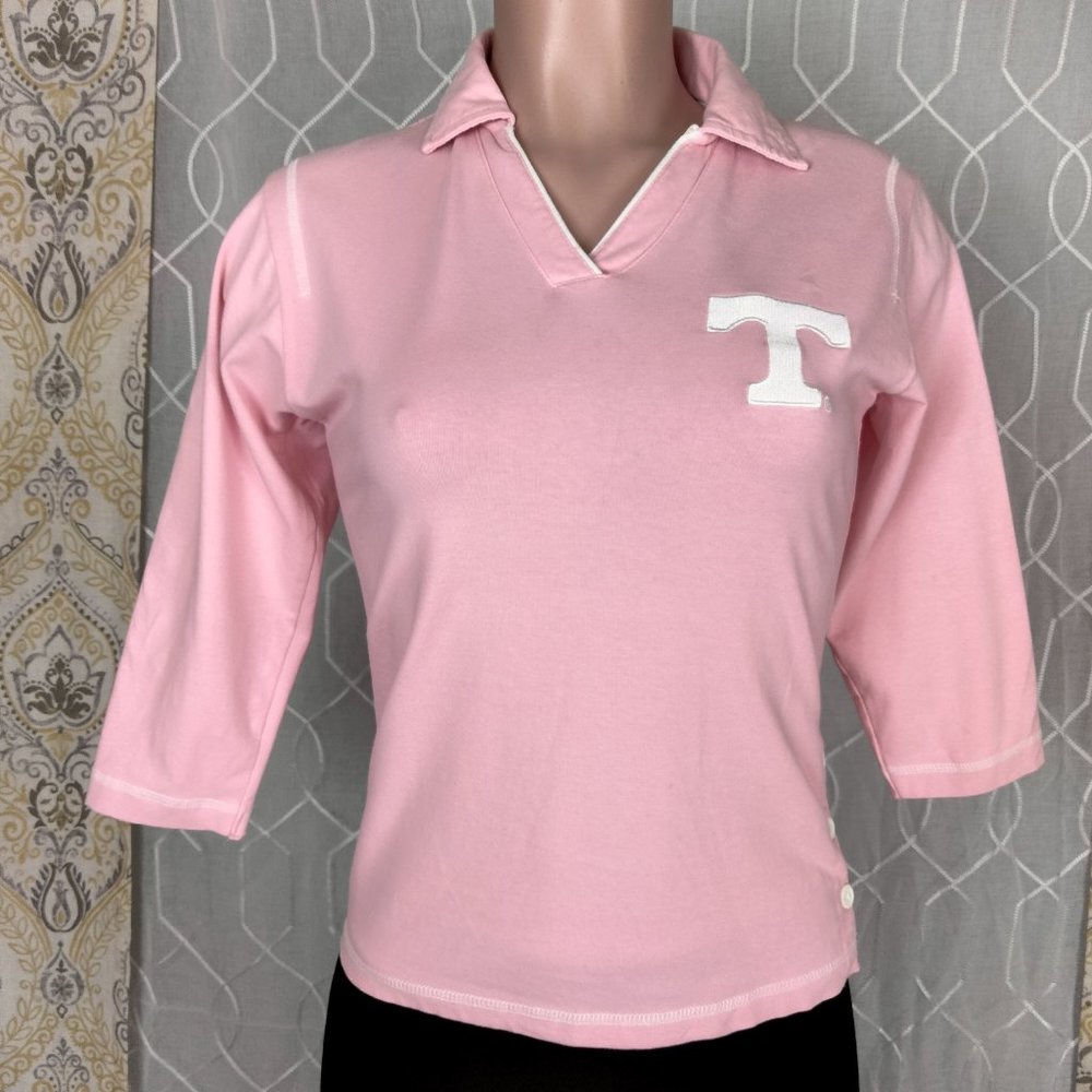 Reebok Logo Athletic Womens Pink Tennessee Vounteersl 3/4 Sleeve Shirt S